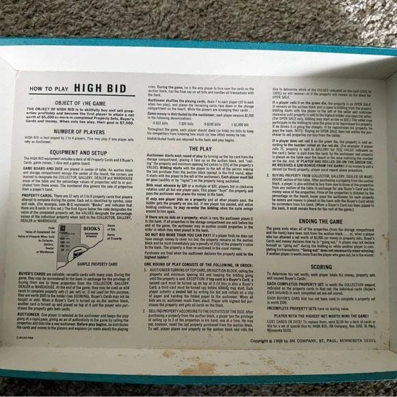 1965 High-Bid The Auction Game Complete 3M Bookshelf Mid-Century Modern MCM Era - Picture 9 of 12